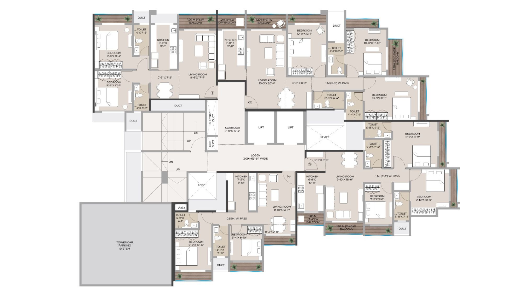 Ekatva-Crescent-Typical-Floor-Plan